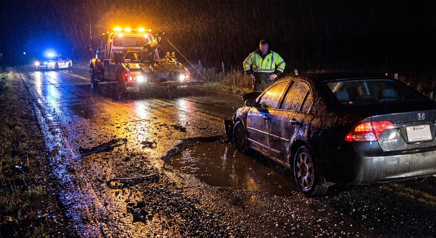 Remorquage d'urgence de nuit après dommage routier