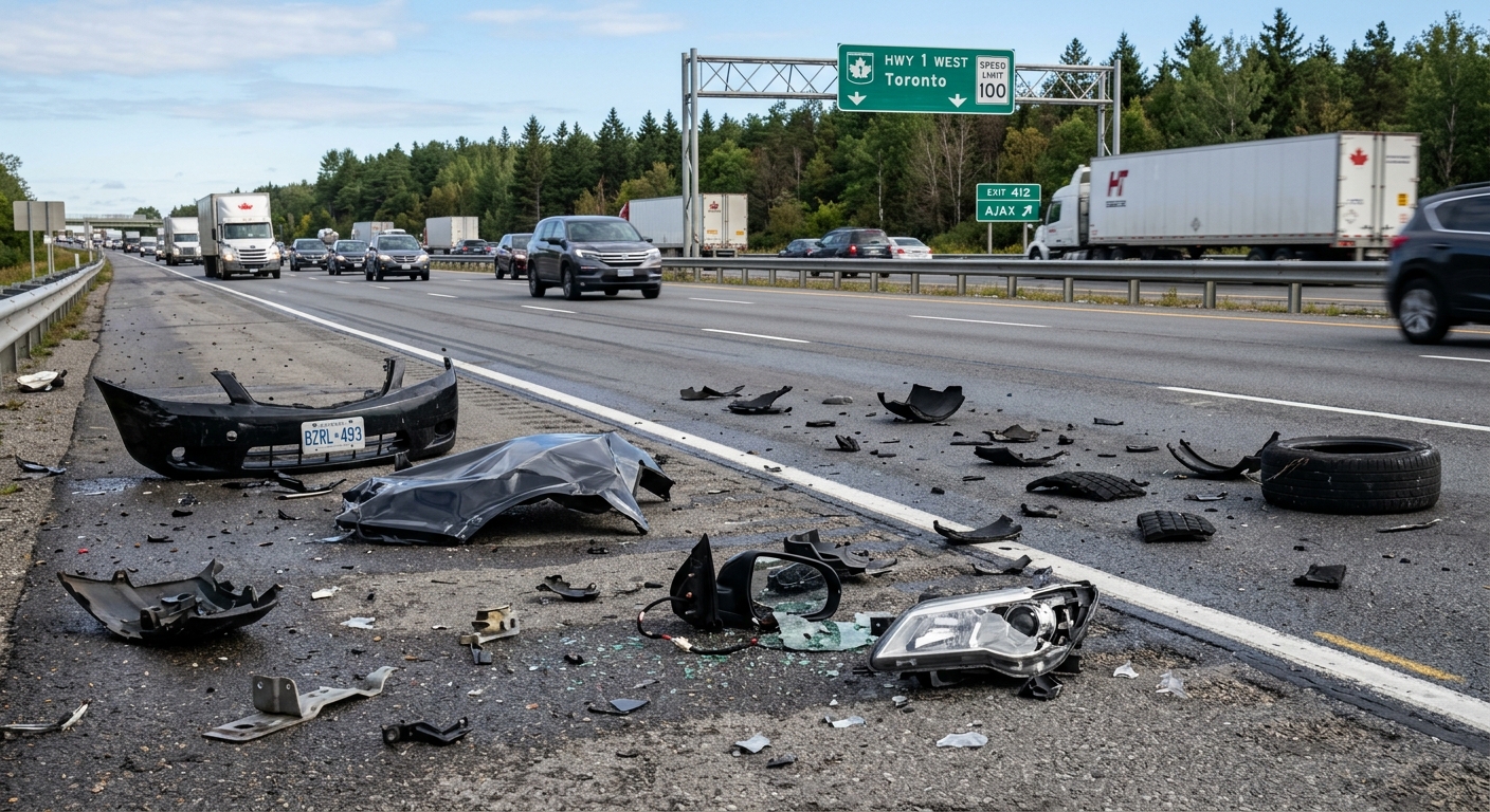 Débris sur la route — exemple 1