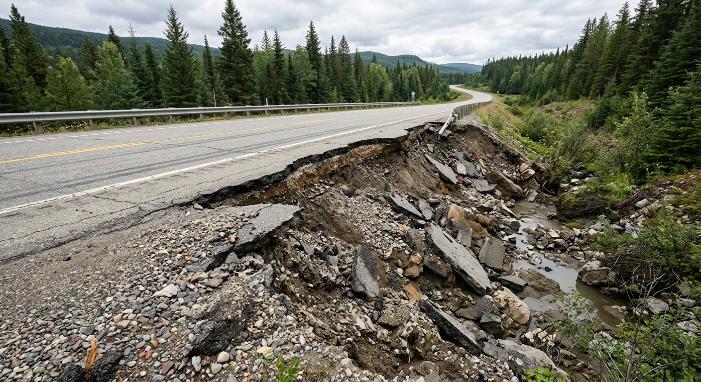 Accotement effondré — exemple 1