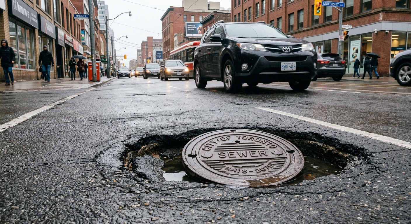 Bouche d'égout enfoncée — exemple 1
