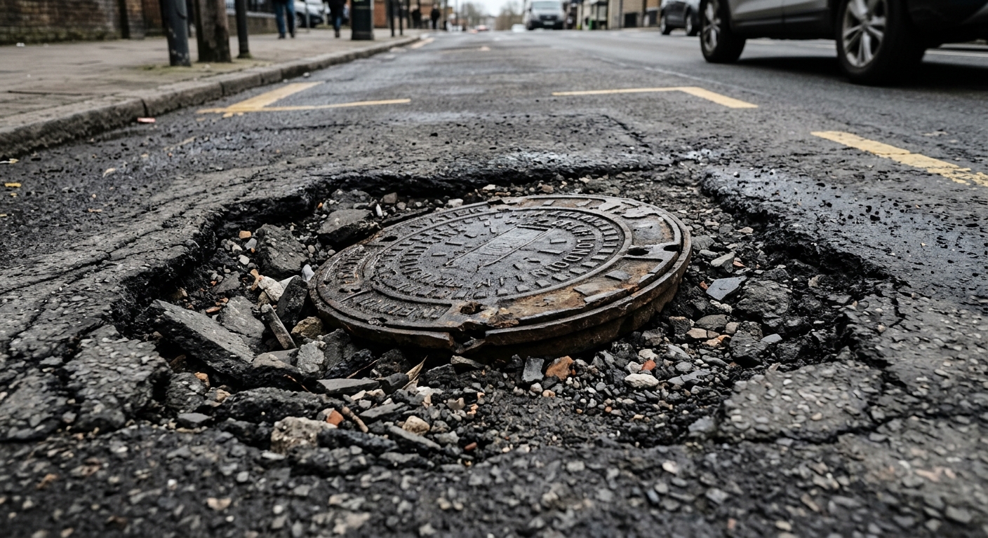 Bouche d'égout enfoncée — exemple 2